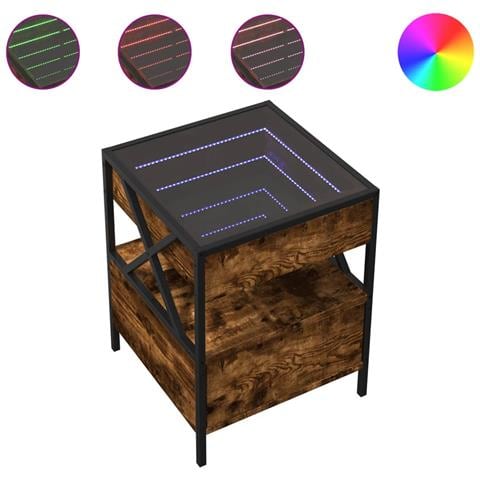 Tavolino Da Salotto Con Led Infinity Rovere Fumo 40x40x51 Cm - Foto 2