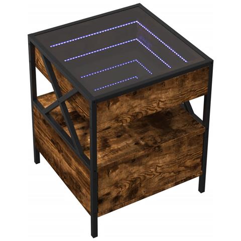 Tavolino Da Salotto Con Led Infinity Rovere Fumo 40x40x51 Cm - Foto 3