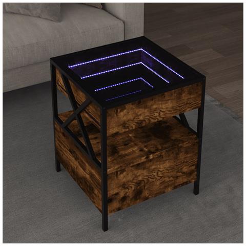 Tavolino Da Salotto Con Led Infinity Rovere Fumo 40x40x51 Cm - Foto 1