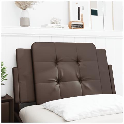 Cuscino Testiera Marrone 90 Cm In Similpelle - Foto 1
