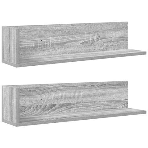 Mensole A Parete 2pz Grigio Sonoma 75x16,5x16,5cm In Truciolato - Foto 2