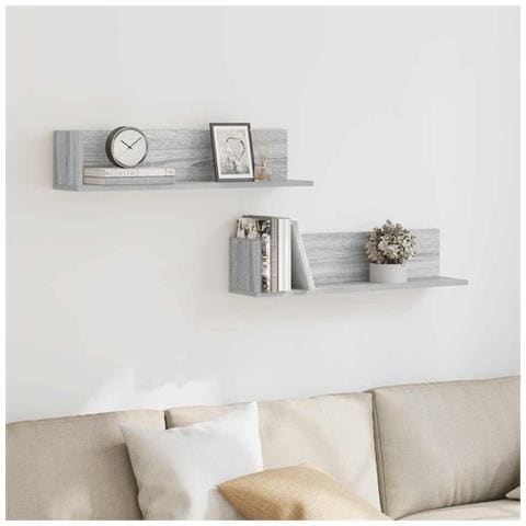 Mensole A Parete 2pz Grigio Sonoma 75x16,5x16,5cm In Truciolato - Foto 3