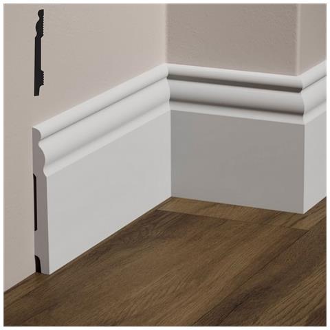 Battiscopa Ducale In Polimeri Feelingwood-hd 150x18mm - Bianco (prezzo Al Metro) - Foto 1