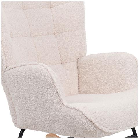 Sedia A Dondolo Scandinava Luna In Spugna Beige Con Cuciture - Foto 2