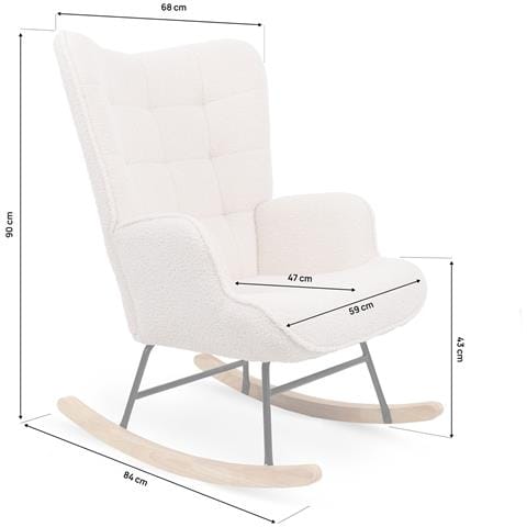 Sedia A Dondolo Scandinava Luna In Spugna Beige Con Cuciture - Foto 8