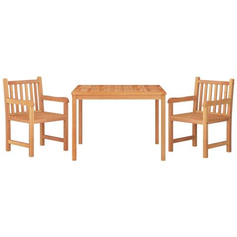 Set da Pranzo per Giardino 3 pz in Legno Massello di Teak - Foto 9