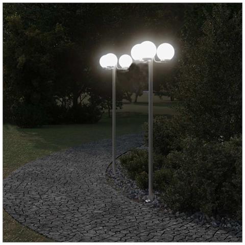 Lampade da Terra per Esterni 3pz Argento 215cm in Acciaio Inox - Foto 2