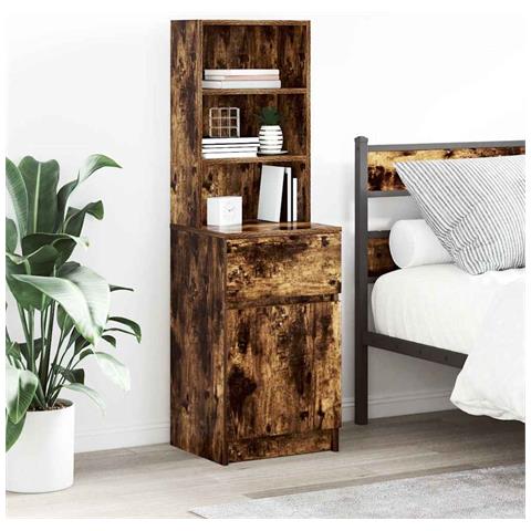 Comodino Rovere Fumo 39x35x125 cm in Legno Multistrato - Foto 1