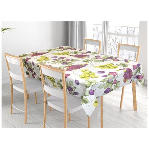 Tovaglia Panama Resinata Antimacchia Copritavolo Cucina Disegno Uva E Fichi 140x180 Uva E Fichi - Foto 1