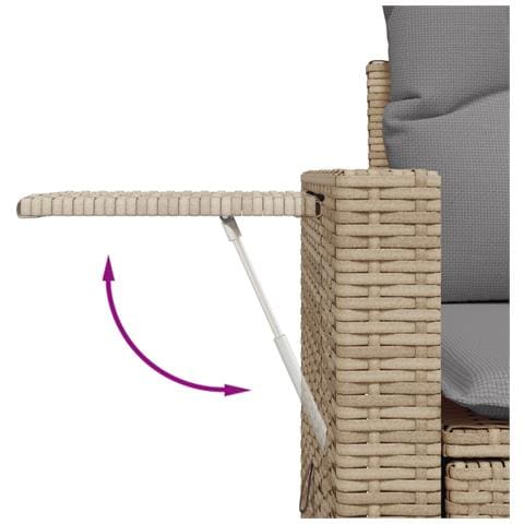 Set Divano Da Giardino 6 Pz Con Cuscini Beige In Polyrattan - Foto 3