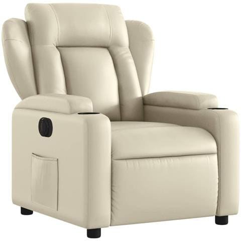 Poltrona Reclinabile Elettrica Crema In Similpelle - Foto 3