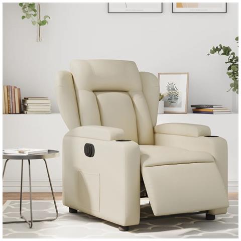 Poltrona Reclinabile Elettrica Crema In Similpelle - Foto 1