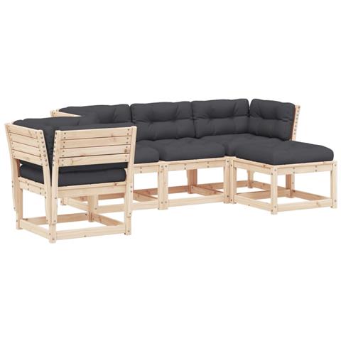 Set Divani Giardino 6 Pz Con Cuscini In Legno Massello Di Pino - Foto 1