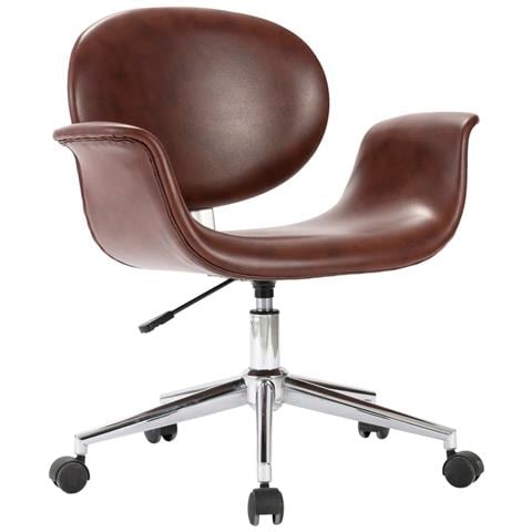 Sedia Da Ufficio Girevole Marrone In Similpelle - Foto 1