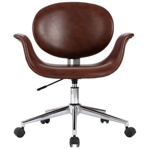 Sedia Da Ufficio Girevole Marrone In Similpelle - Foto 2