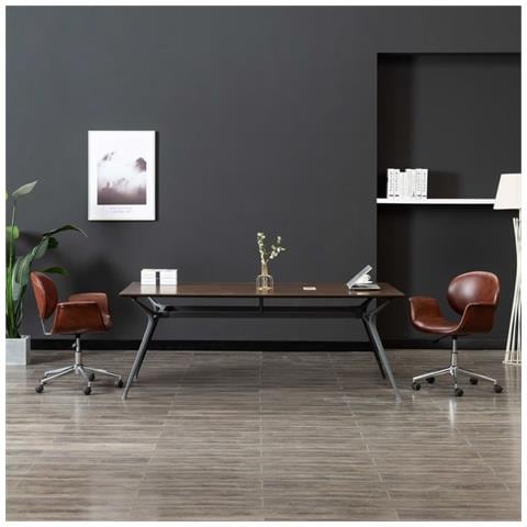 Sedia Da Ufficio Girevole Marrone In Similpelle - Foto 8