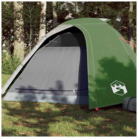 Tenda da Campeggio a Cupola per 4 Persone Verde Impermeabile - Foto 1