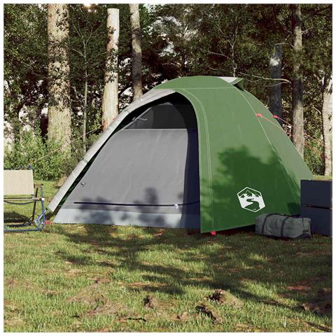 Tenda da Campeggio a Cupola per 4 Persone Verde Impermeabile - Foto 2