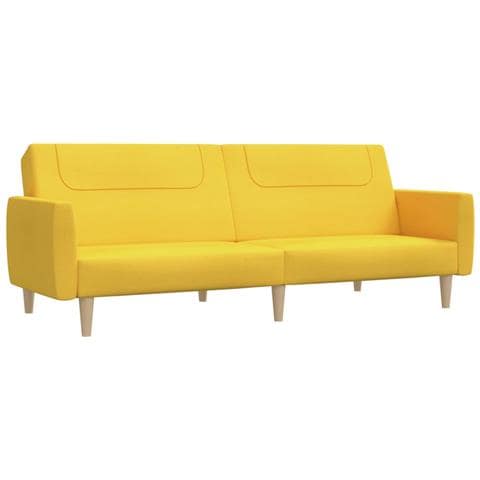 Divano Letto a 2 Posti Giallo in Tessuto - Foto 1
