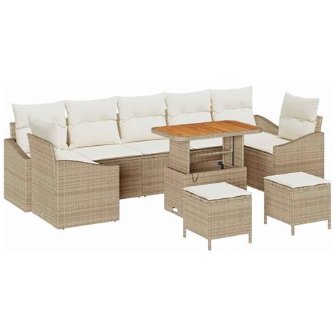 Set di divani da giardino con cuscini beige in rattan poliestere, Divano da giardino per 2 persone con spazio di stoccaggio e cuscini beige in rattan poliestere, Set da pranzo da giardino con cuscini beige in rattan poliestere - Foto 1