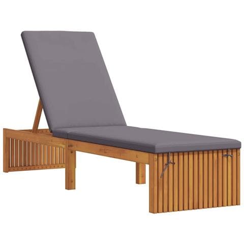 Lettino prendisole con cuscino 200x55x30 cm Legno massello di acacia - Foto 1