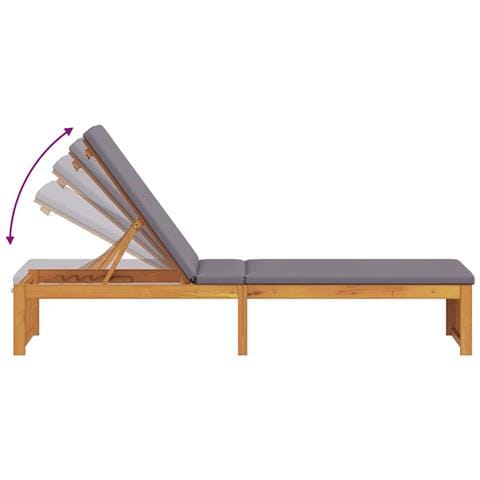Lettino prendisole con cuscino 200x55x30 cm Legno massello di acacia - Foto 9