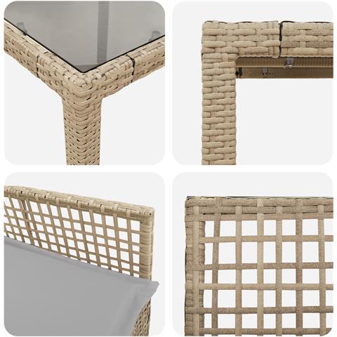 Set da pranzo da giardino 5 pezzi con cuscini beige in rattan sintetico - Foto 9