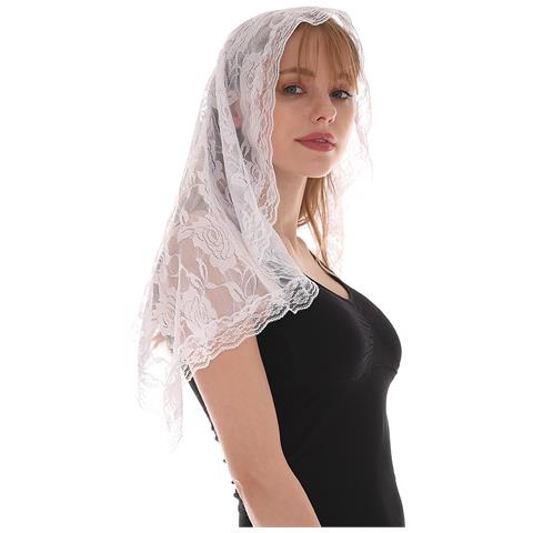 Velo A Mezza Luna In Pizzo Bianco, Compatibile Con Abiti Da Sposa, Velo Traspirante E Leggero Con Bordo In Pizzo Per Cerimonie - Foto 1