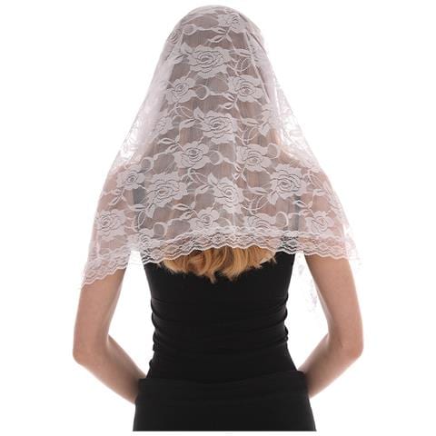 Velo A Mezza Luna In Pizzo Bianco, Compatibile Con Abiti Da Sposa, Velo Traspirante E Leggero Con Bordo In Pizzo Per Cerimonie - Foto 2