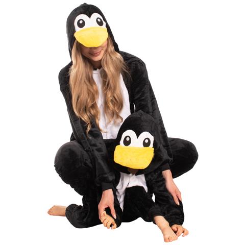 Pigiama Da Donna Tuta Kigurumi Onesie Costume Pinguino Nero 155-165 M - Foto 7