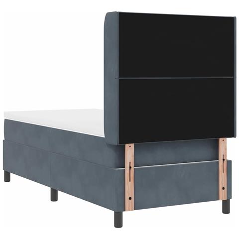 Letto a molle con testiera Grigio scuro 90 x 190 cm Velluto - Foto 9