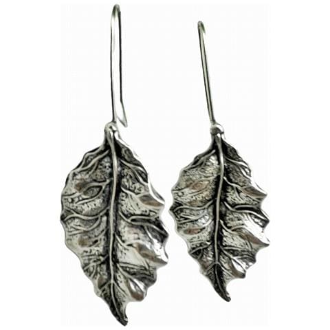 Orecchino A Gancio Con Foglia Autunnale In Metallo Placcato Argento Sterling - Foto 1