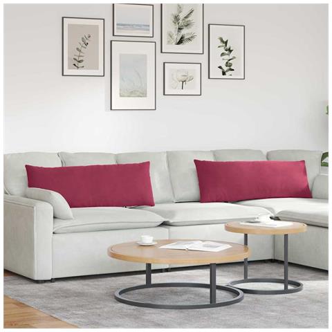 Cuscini da Divano 2 pcs Rosso Vino 120 x 40 cm Tessuto in Cords - Foto 2