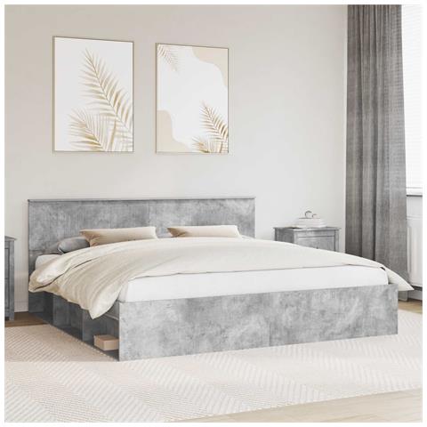 Struttura del letto Calcestruzzo 200 x 200 cm Pino massello - Foto 2