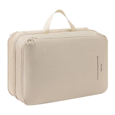 Borsa A Compressione A Doppio Strato Per Vestiti - Organizer Da Viaggio Portatile Beige - Foto 1
