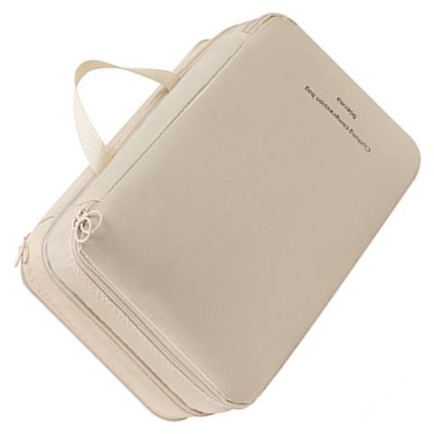 Borsa A Compressione A Doppio Strato Per Vestiti - Organizer Da Viaggio Portatile Beige - Foto 2