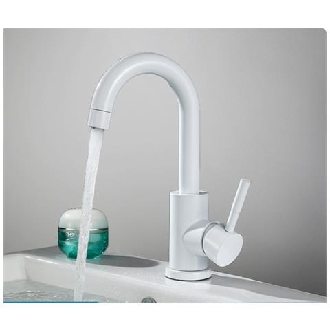Rubinetto per lavabo da bagno, Blackswan, tipo M238, modello rotondo bianco, misura 23,5 cm - Foto 2