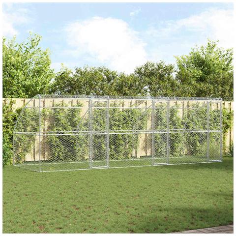 Cuccia per cani 3 pcs Argento 6 x 2 x 2 m Acciaio zincato - Foto 2