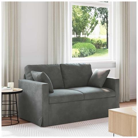 Divano Grigio scuro 138 x 78 x 80 cm Velluto - Foto 2