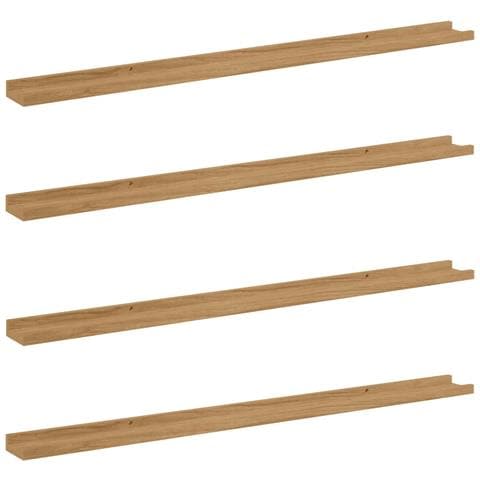 Scaffale da parete con lo scaffale 4 pcs Marrone 115 x 9 x 3 cm - Foto 1