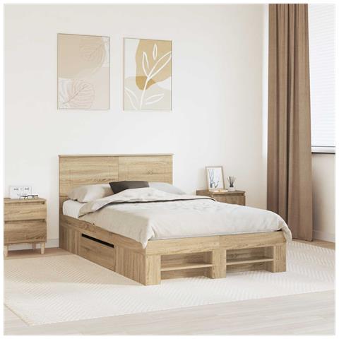 Struttura del letto con testiera Rovere Sonoma 137 x 203 cm - Foto 2