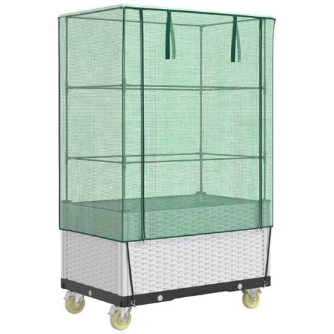 Letto Rialzato con Copertura e Ruote Effetto Rattan 80x50x182cm - Foto 1