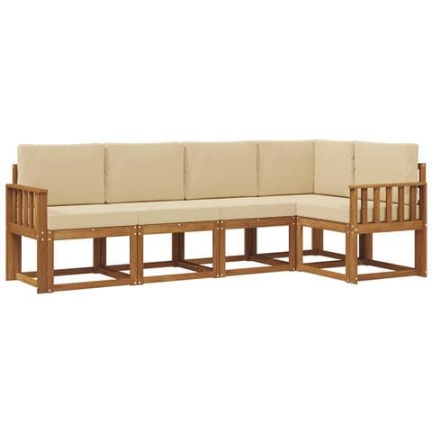 Set di divani con cuscino 5 pcs Naturale e Beige - Foto 1