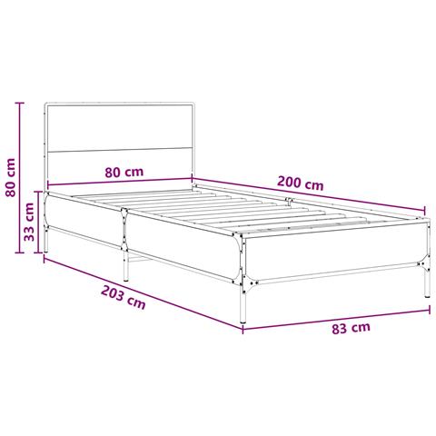 Struttura letto con testata Rovere Nero 80 x 200 cm - Foto 7