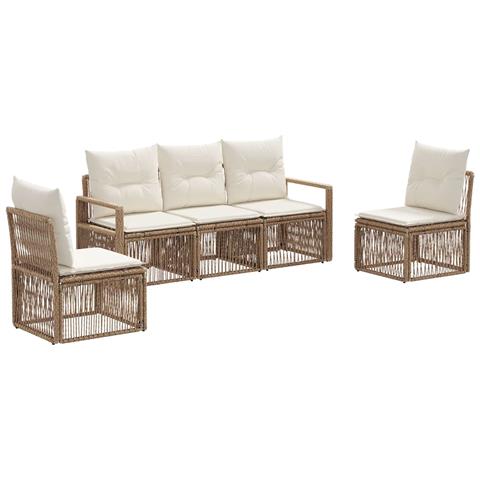 Set Divano da Giardino 5 pcs Beige polyrattan - Foto 1