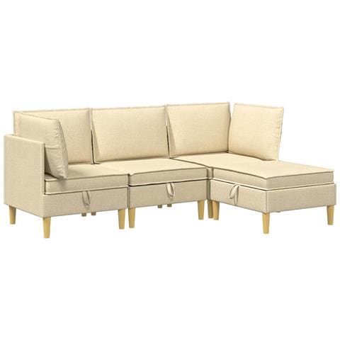 Set di divani modulari con spazio di archiviazione 4 pcs Crema - Foto 1