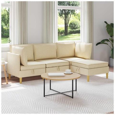 Set di divani modulari con spazio di archiviazione 4 pcs Crema - Foto 2