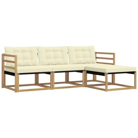 Set di divani da esterno con cuscino 4 pcs Bianco e Crema - Foto 1