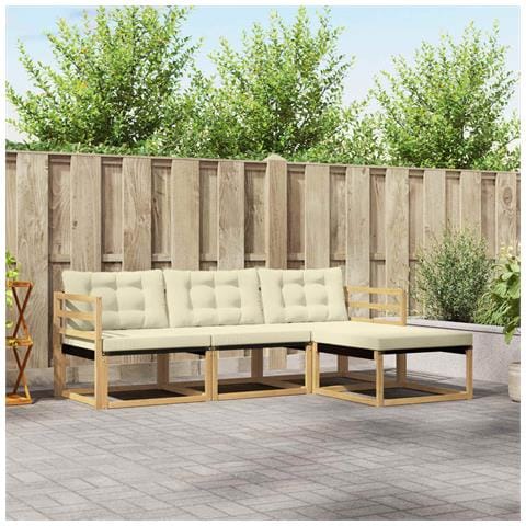 Set di divani da esterno con cuscino 4 pcs Bianco e Crema - Foto 2