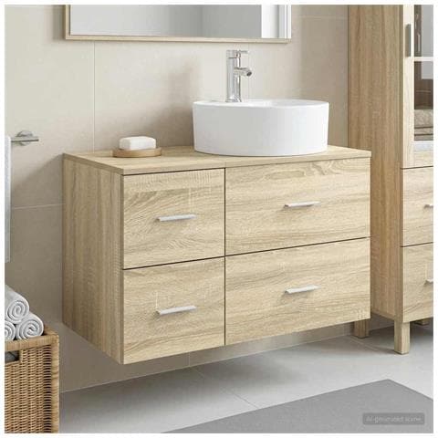 Set di mobili per il bagno 2 pz Rovere Sonoma - Foto 9